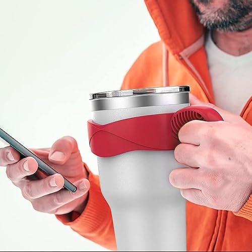 Miniatura 6 de Mango de taza de 30 onzas, soporte antideslizante para tazas de viaje, cómodo mango de repuesto para tazas de acero inoxidable y más vasos (negro,