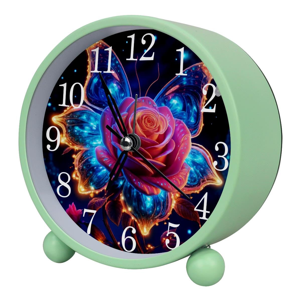 Luoweisi Alarm Clock Neon Rose, Silent Non-Ticking with Night Light