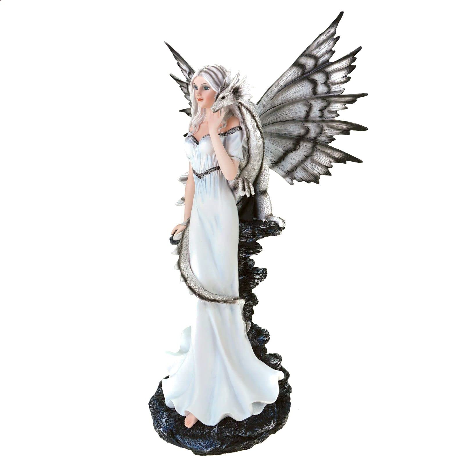 VOGLER Joh. Vogler GmbH Wróżka Dragorania ze smokiem na ramieniu 55 cm Fairy Elf figurka Fantasy Anioł