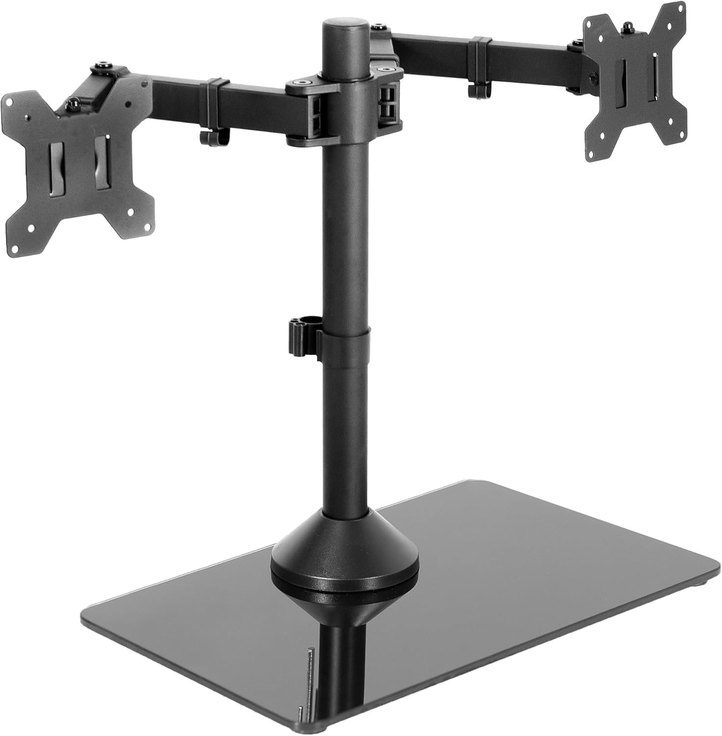 VIVO Freestanding Dual Monitor Stand with Sleek Glass Base