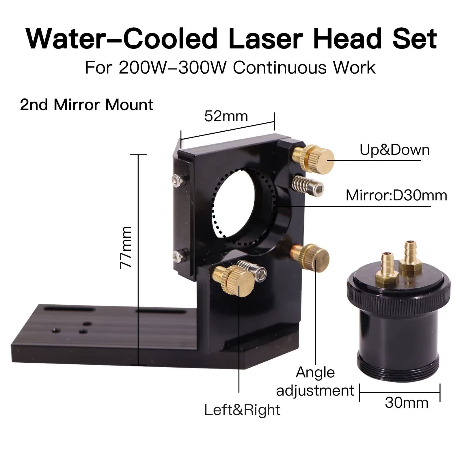 Set di Testine Laser CO2 Raffreddate ad Acqua Con 1 PZ Lente di Messa A Fuoco Dia.25mm FL50.8mm e 3 PZ Cu/Specchio di Rame Dia.30mm per Laser Engraver Cutter Macchina