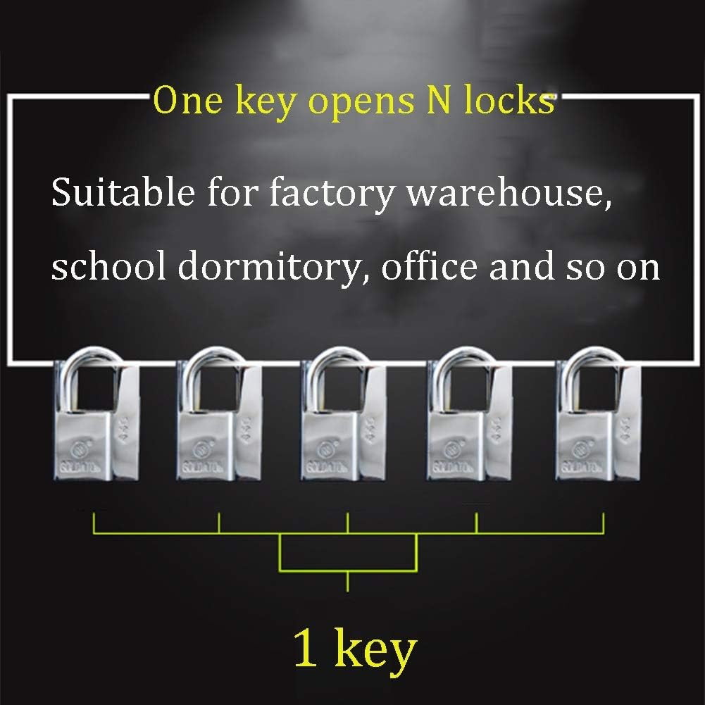 Keyed Padlocks Master Key Padlock, Solid Steel Safety Lock, 1 Key to Open N Locks, 40x60mm, 50x80mm (Size : 40x60mm)