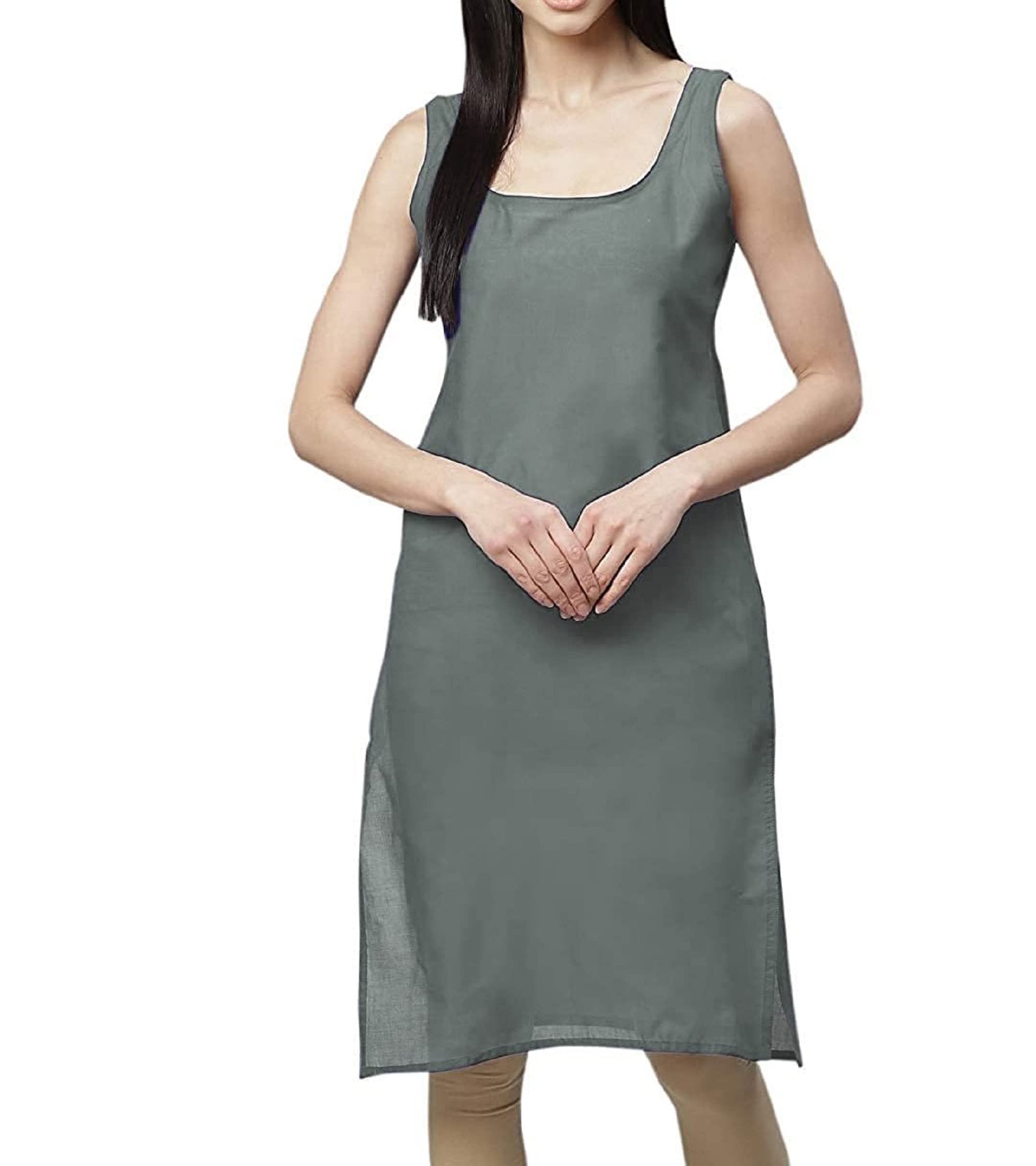 Women's Cotton Long Camisole for Kurti, Suit Slips for Women, Grey Color Women Inner Wear-picture-12