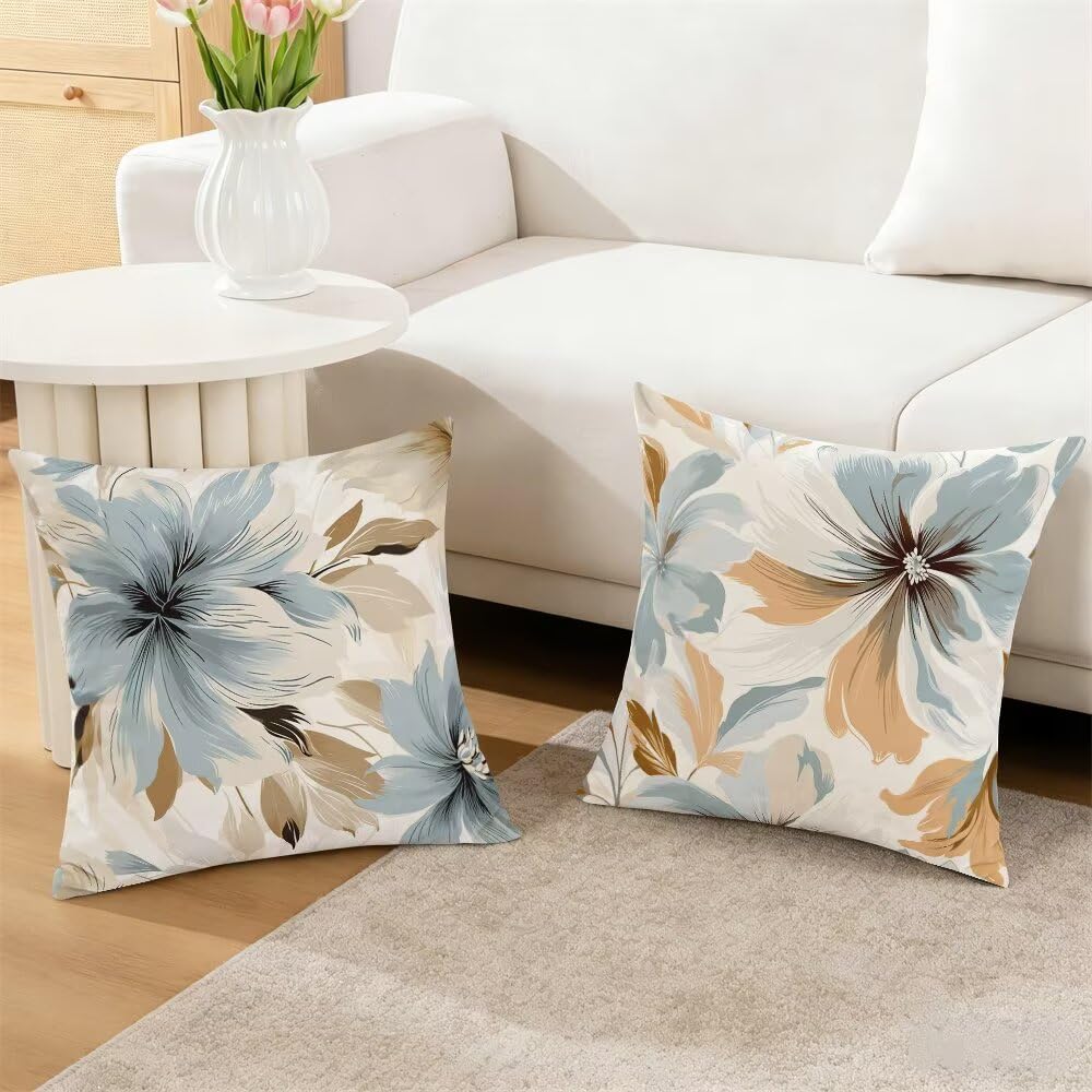 Federe Cuscini Divano 65x65 cm Federe Morbido Copricuscini Astratto in Velluto, 2 Pezzi Copri Cuscini per Divano Moderno Quadrati Decorativi Federa Cuscino Fiori per Camera da Letto Soggiorno (IU59)