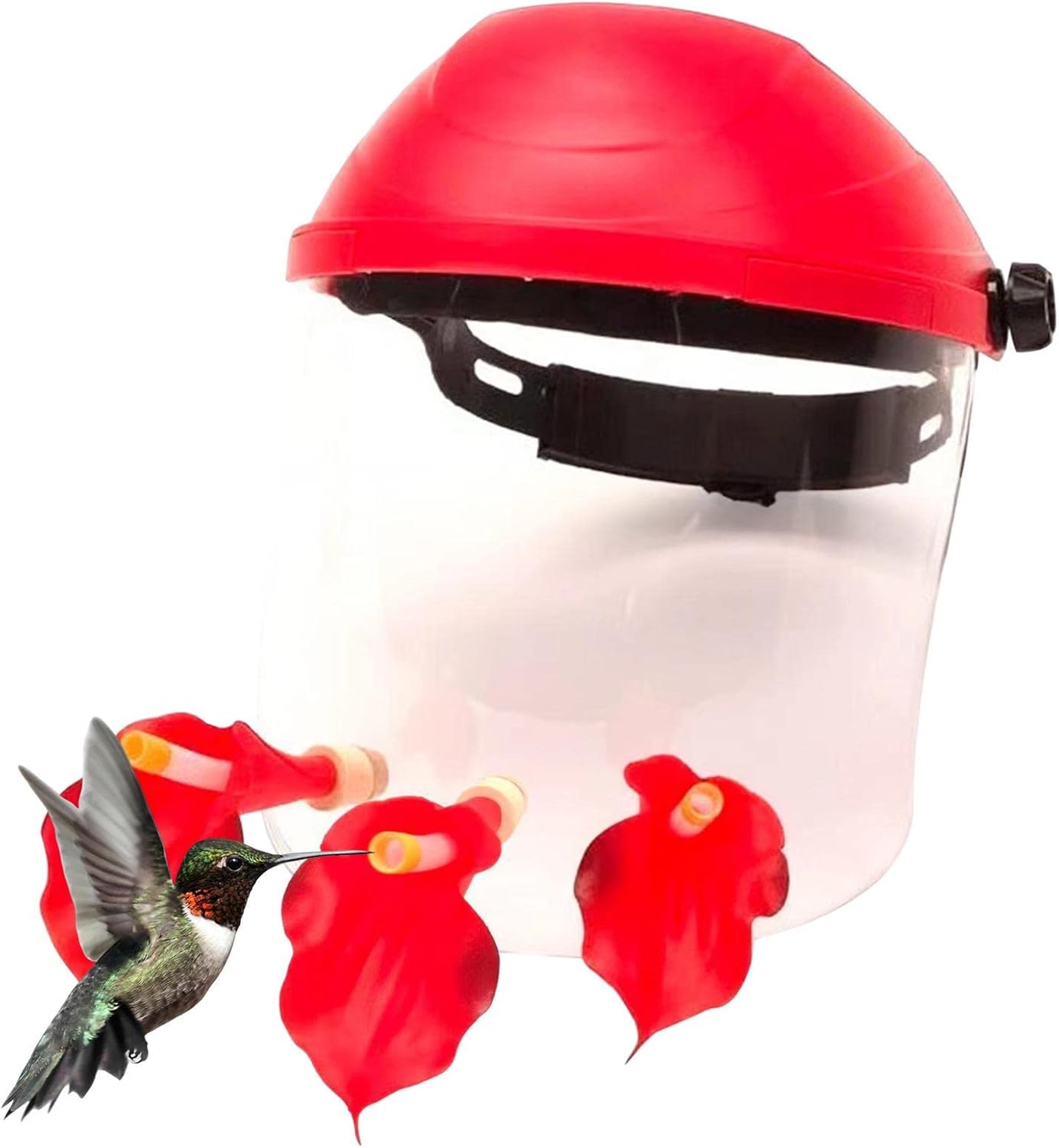 Hummingbird Feeder Hat, Wearable Hummingbird Feeder Hat with 2/3 Flowers, Hummingbird Face Cover