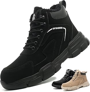 SPSHOOS Zapatos de Seguridad de Invierno Zapatos de Trabajo para Hombres Mujeres Botas de Seguridad Antideslizantes Impermeables con Forro Cálido Punteras de Acero