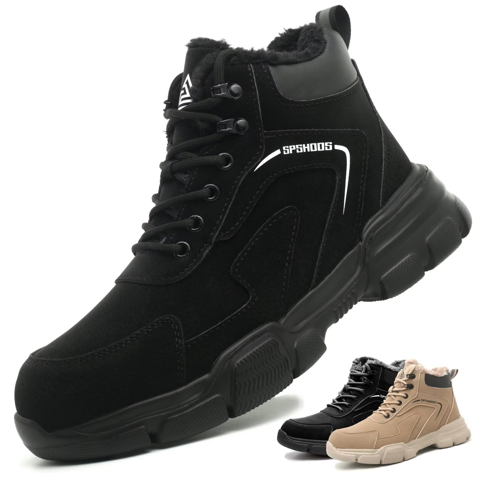 SPSHOOS Scarpe Antinfortunistiche Invernali Uomo Donna Scarpe da Lavoro Stivali di Sicurezza Antiscivolo Impermeabili Caldi con Puntale in Acciaio