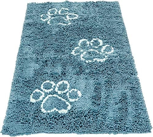 Dog Gone Smart Dirty Dog Microfiber Paw Doormat - Muddy Mats For Dogs - Super Absorbent Dog Mat Keeps Paws & Floors Clean - Machine Washable Pet Door Rugs with Non-Slip Backing | Runner Pacific Blue