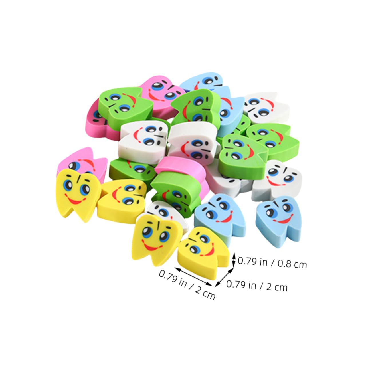 Homoyoyo 70pcs Tooth-Shaped Erasers Kids 's School Art Erasers Mini Pencil Rollers Kawaii Cartoon Pencil