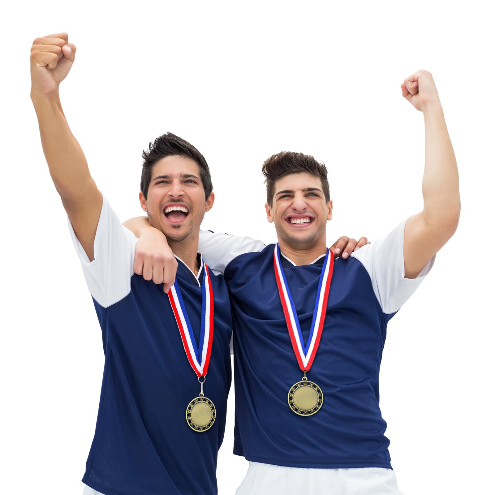 Kigeli 50 medallas de premio en blanco con cintas para el cuello, kit de medallas para el primer lugar, medallas de animación, trofeo de participación, trofeo de metal, premio de premio para adultos,