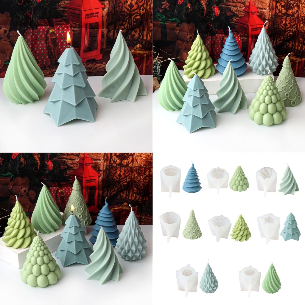 Moule en silicone flexible facile à démouler pour fabrication de bijoux d'arbre de Noël géométrique