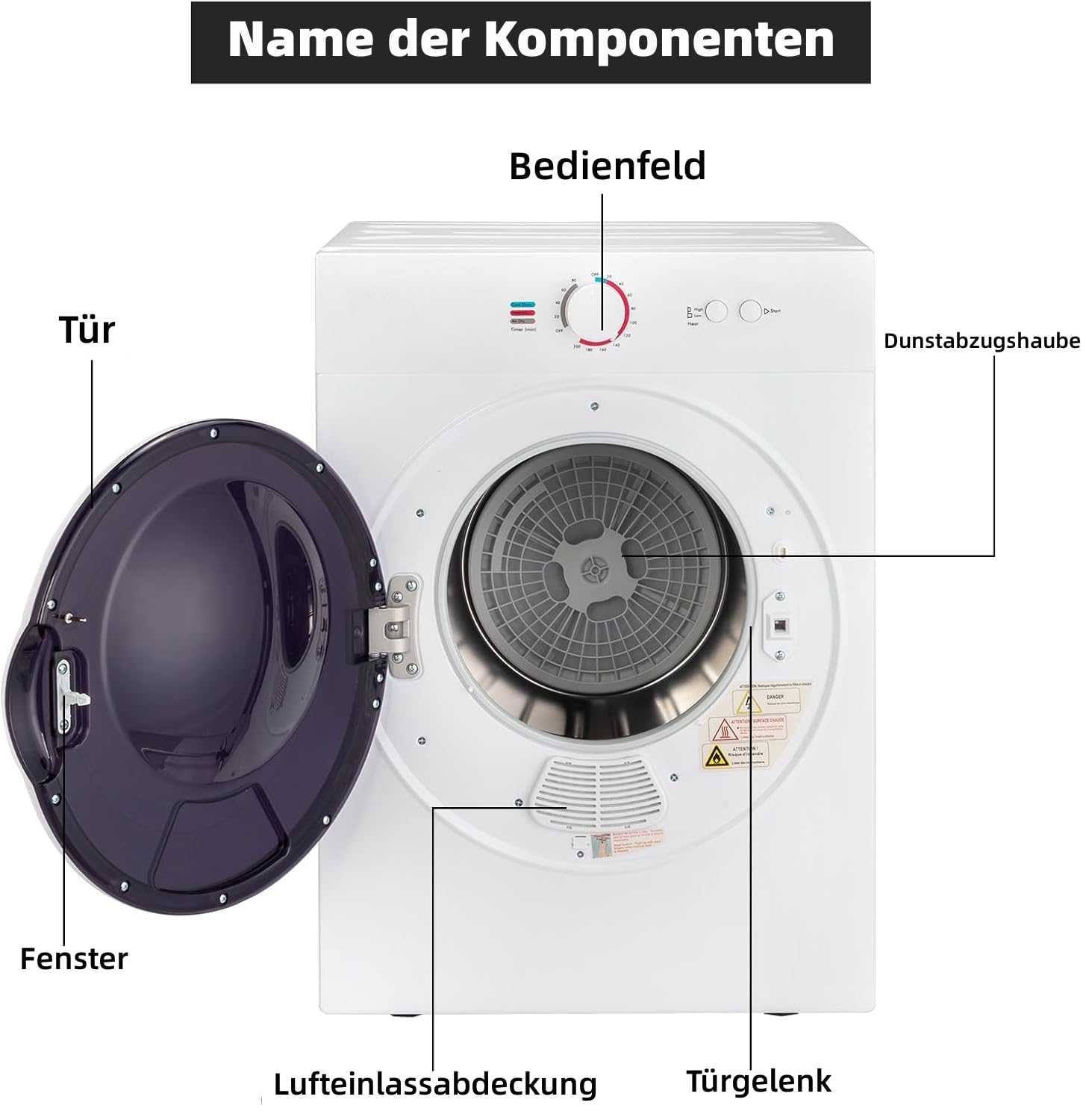 LEADZM Mini sèche-linge électrique 3 kg 40 l 1020 W 3 modes de séchage