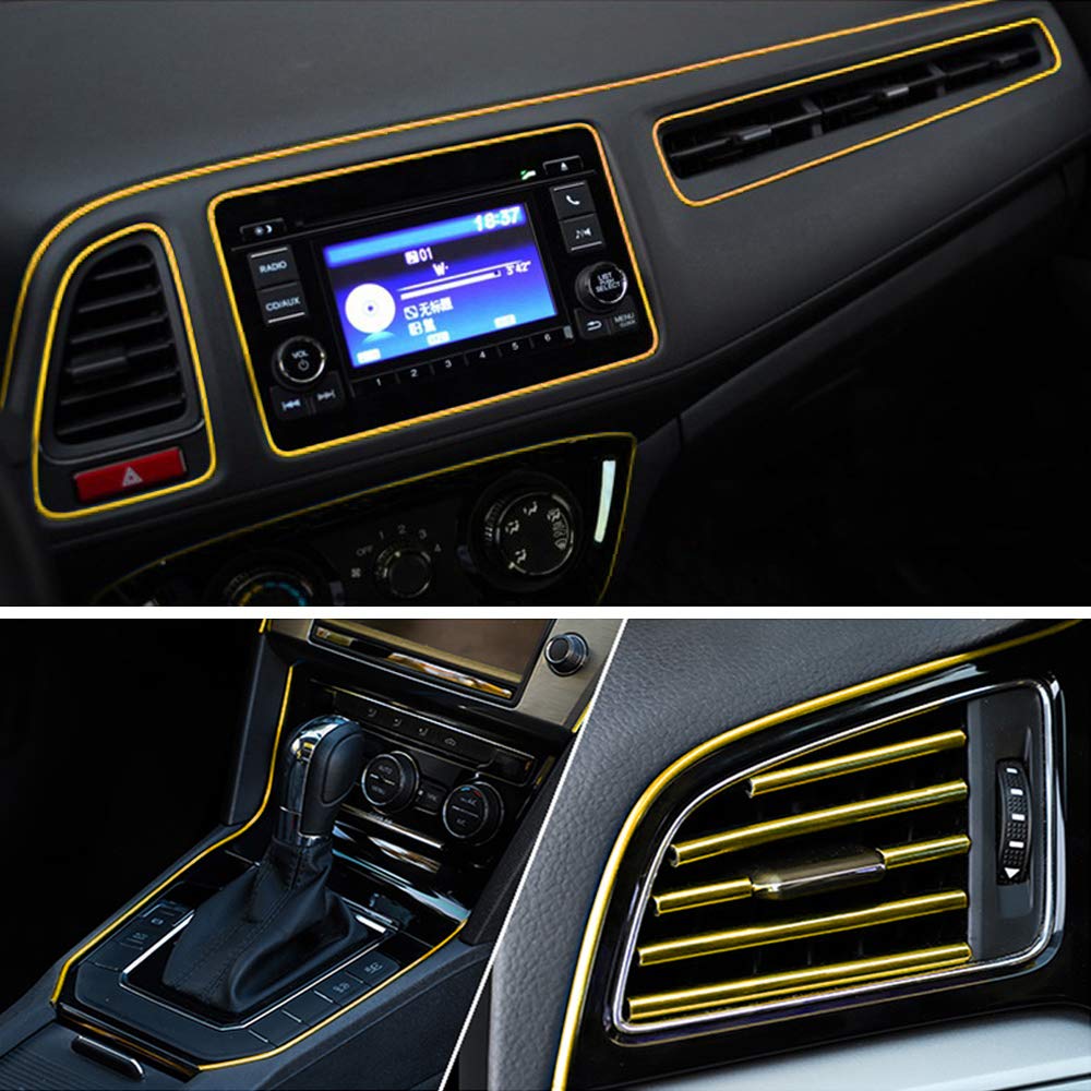 Bande Moulure Intérieur Voiture 5M Rouge – Garniture Décorative Flexible PVC Chromée, Anti-poussière & Stylée