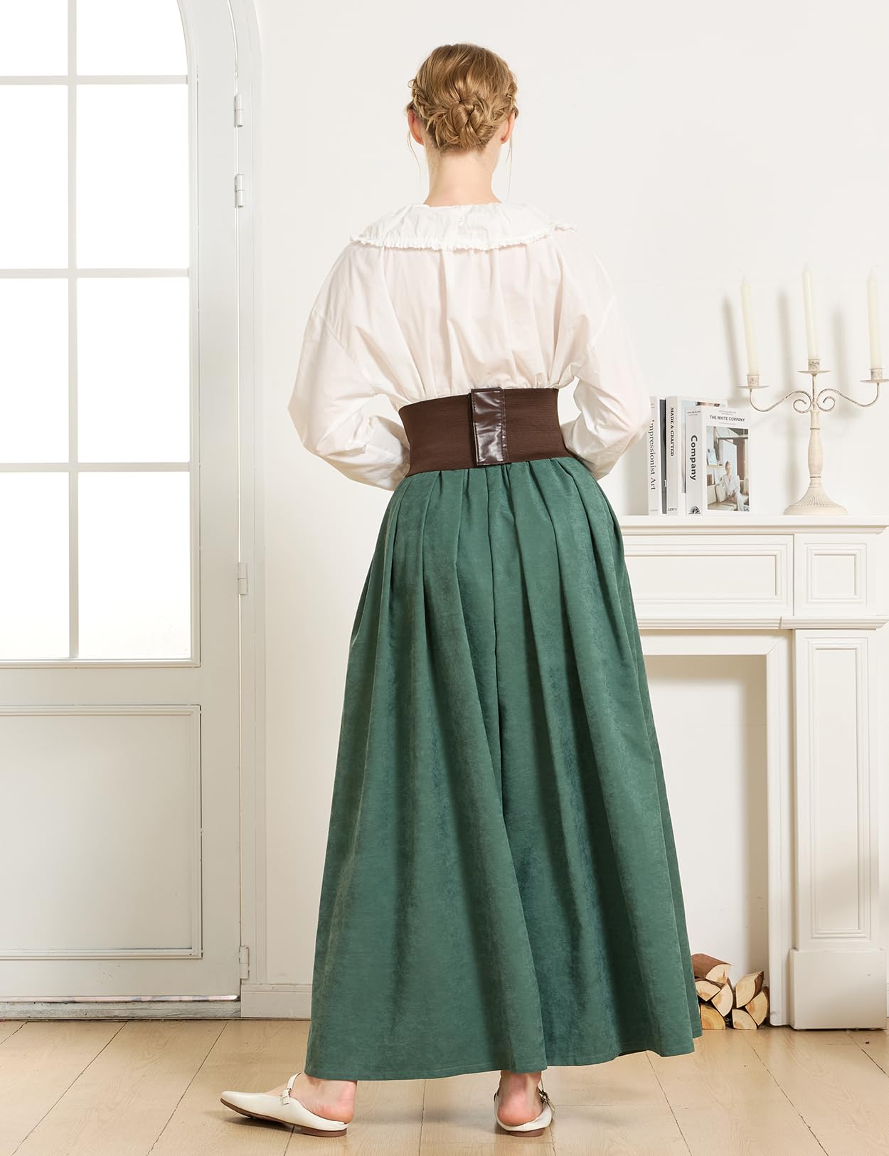 BEAUTELICATE Falda Larga Mujer Victoriano Medieval con Bolsillos y Cintura Elástica Ideal para Cosplay Steampunk Larp Fiestas de Halloween
