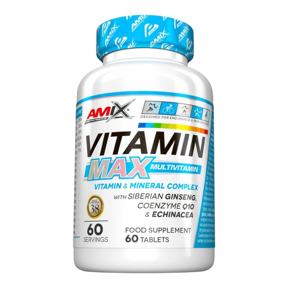 AMIX - Vitaminas para el Cansancio - Performance VitaMax Multivitamin - 60 Tabletas - Contiene Vitaminas y Minerales - Ideal para Deportistas de Resistencia - Complejo Vitamínico Completo
