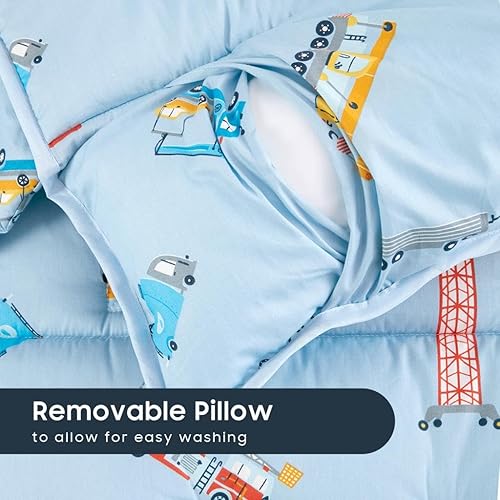 Miniatura 4 de Wake In Cloud - Tapete para siesta con almohada extraíble para niños y niñas, guardería, preescolar, saco de dormir, saco de dormir, coches, grúas,