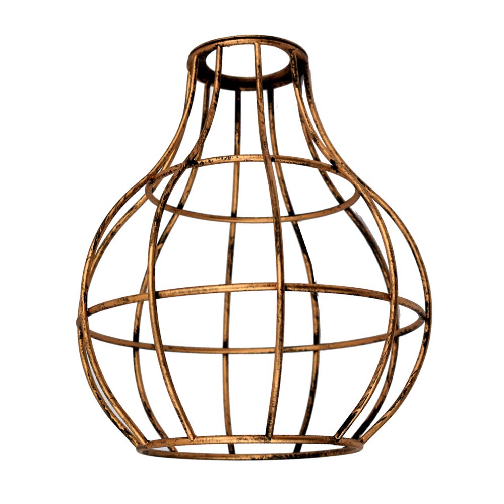 Modern Metal Adjustable Easy fit Wire Cage Lampshade Bulb Guard Pendant Lighting Fixture, Ceiling Pendant Wire cage Light Shade for Living Room, Bedroom