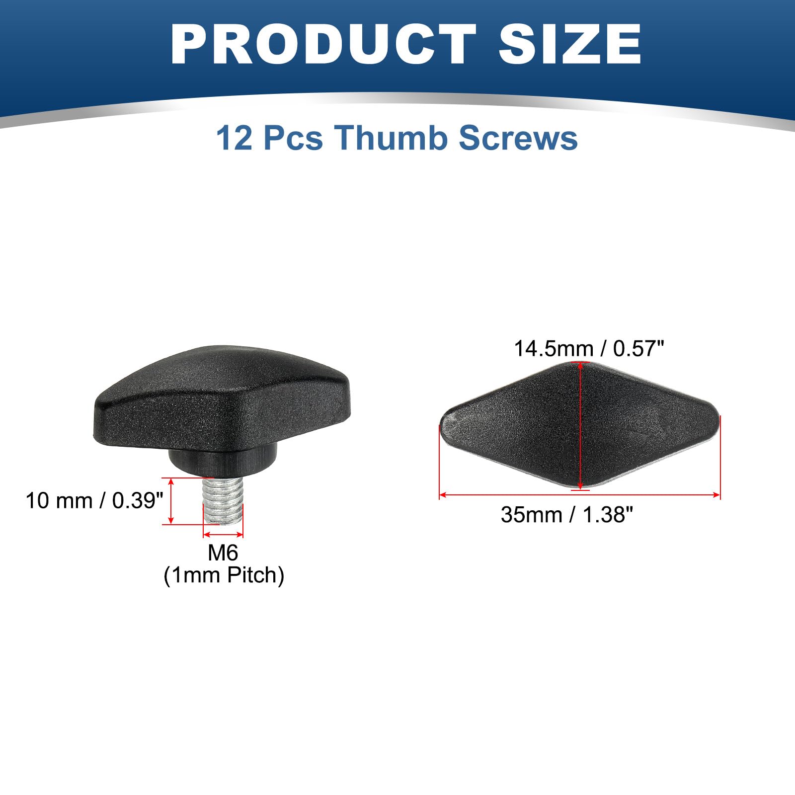 PATIKIL M6 x 10mm Tee Thumb Screws - Image 2