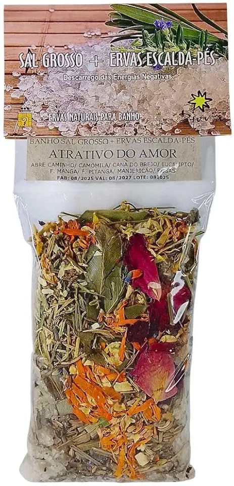 Banho Sal Grosso + Ervas Escalda Pés Atrativo Do Amor Emb.180g