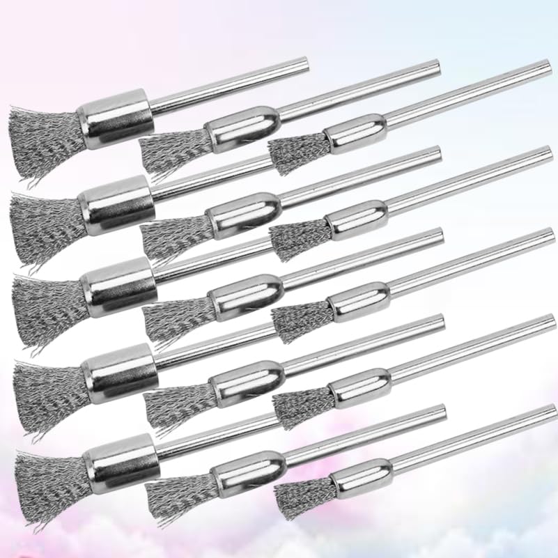 Image of 15Pcs Wire End Brush, Crimped End, Pen Shape Wire Wire Brush for Drill Attachment Wire Brush Wheel for Drill Metal Brush Drill Bits Shank for Paint-Surface