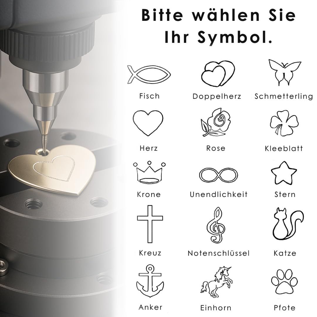 CLEVER SCHMUCK Taufkette mit Gravur 3 Anhänger Herz + Schutzengel + Taufring wählbarer Farbe + Kette Sterling Silber 925 Taufgeschenk für Junge & Mädchen