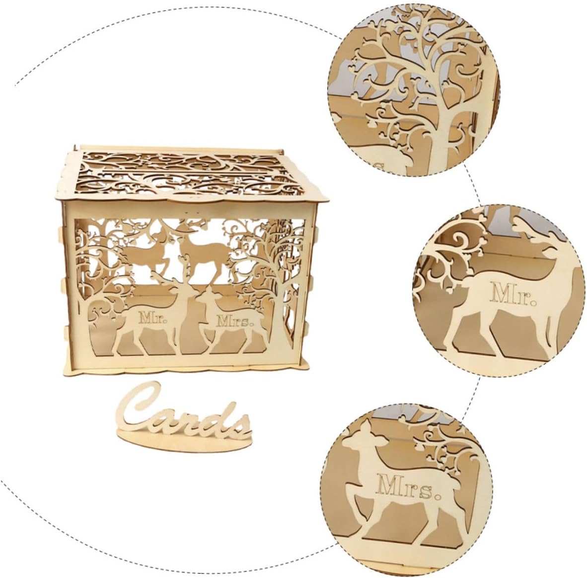 Cabilock Wooden Wedding Cards Box Large DIY Greeting Cards Box with Slot Rustic Wedding Supply for Couples Party Decor