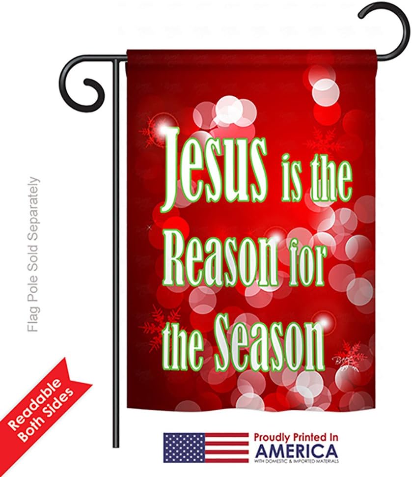 Breeze Decor Nativity Jesus is The Reason Garden House Flags Set Winter Three King Religious Holy Family Season Wintertime Christian Small Decorative Gift Yard Banner Double-Sided Made in USA 28 X 40