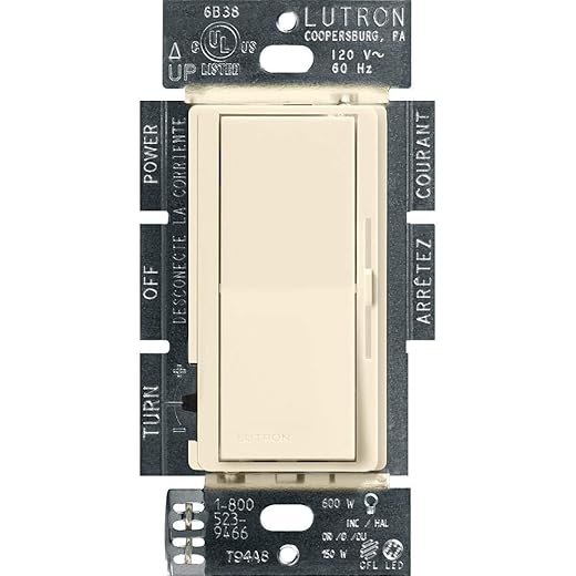 Lutron Diva LED+ Dimmer Light Switch for Dimmable LED, Halogen, and Incandescent Bulbs, 150 Watt, Single-Pole or 3-Way, DVCL-153P-AL, Almond