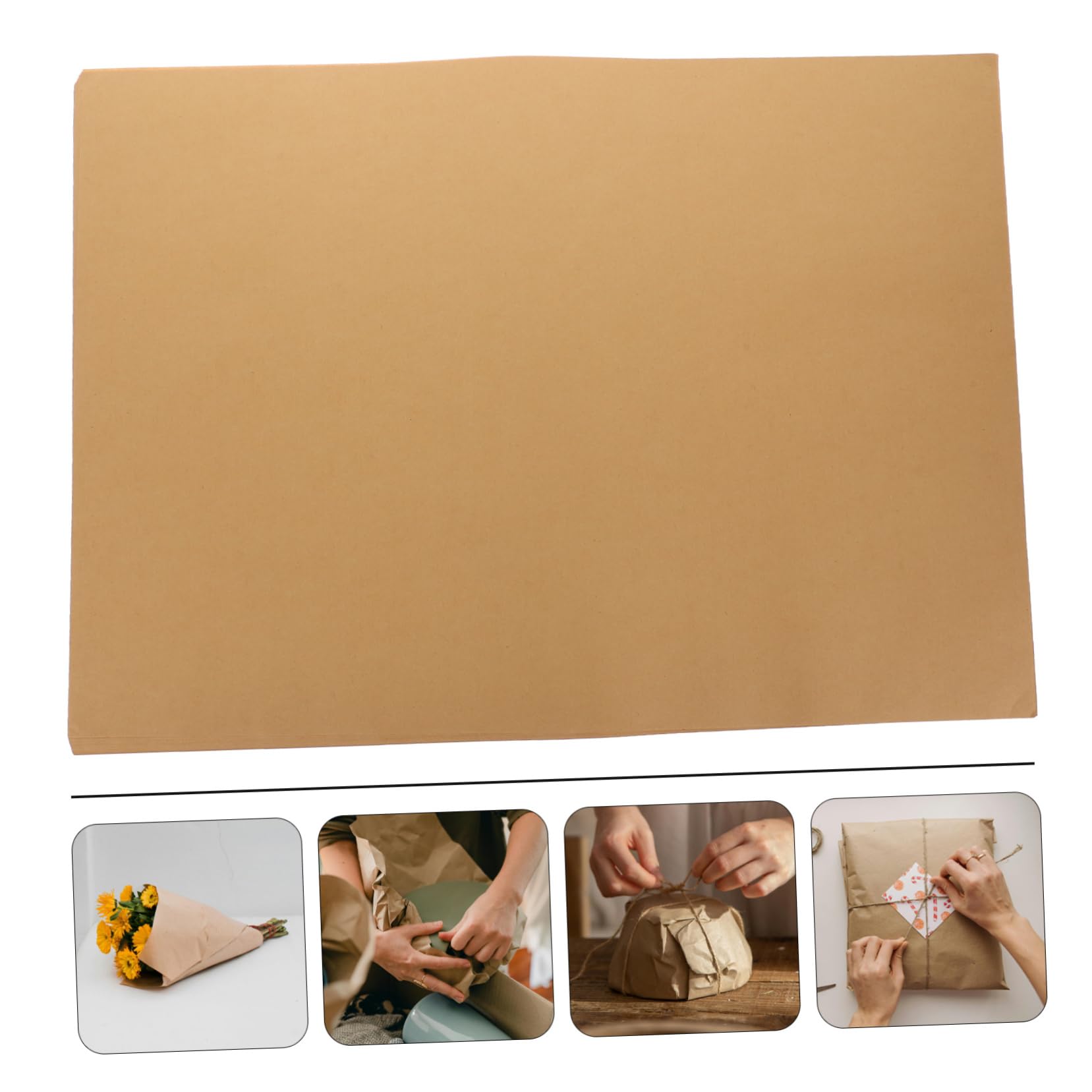 PartyKindom Papel de Obsequio Kraft Dorado para Cumpleaños y Baby Showers, Diseño Ligero, 100 Hojas de Embalaje para Manualidades y Envoltorio de Cajas