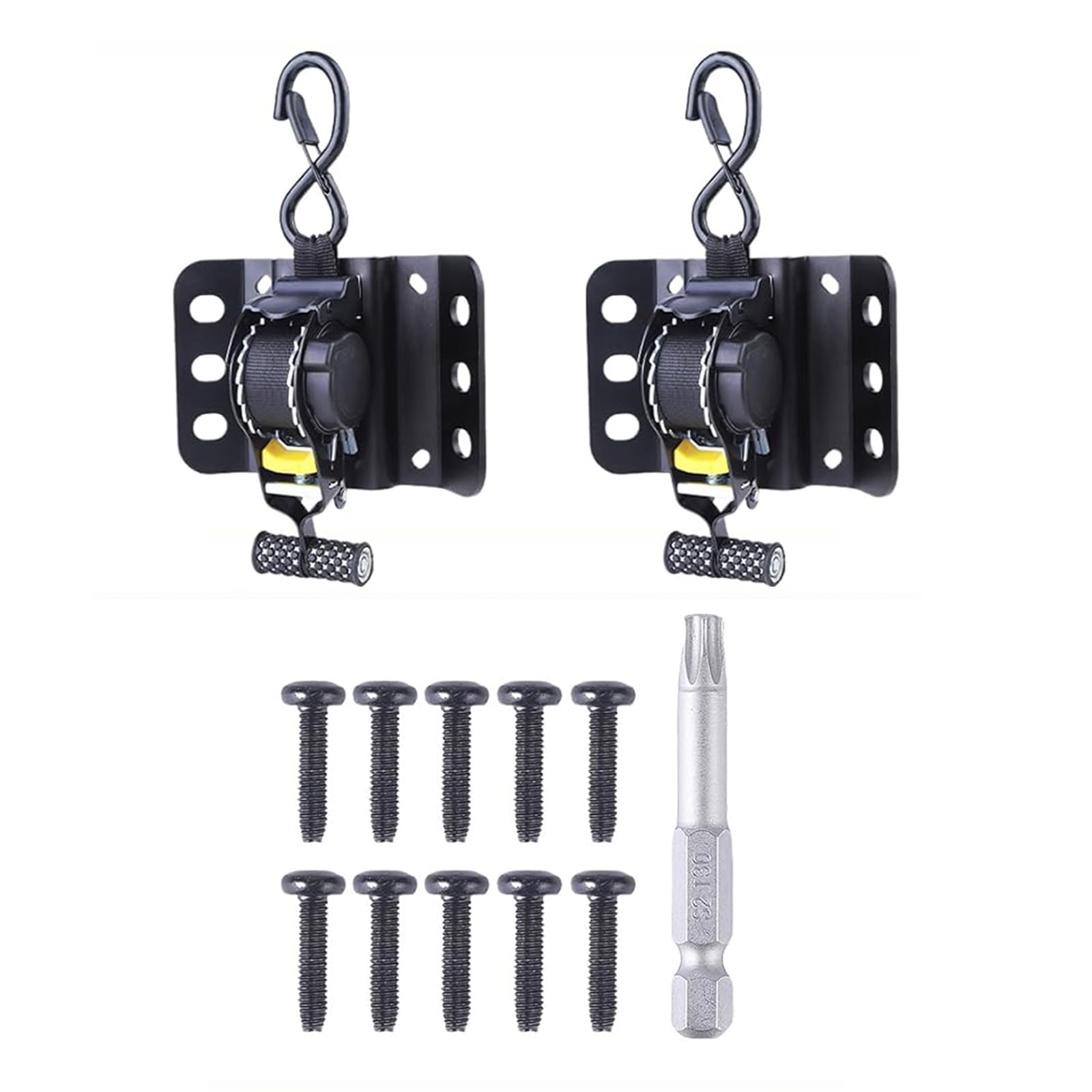 Kalttoy Black 1500Lb Break Strength Retracting Truck Bed Easy Install Motorcycle Luggage Tie Downs Screw Reinforced