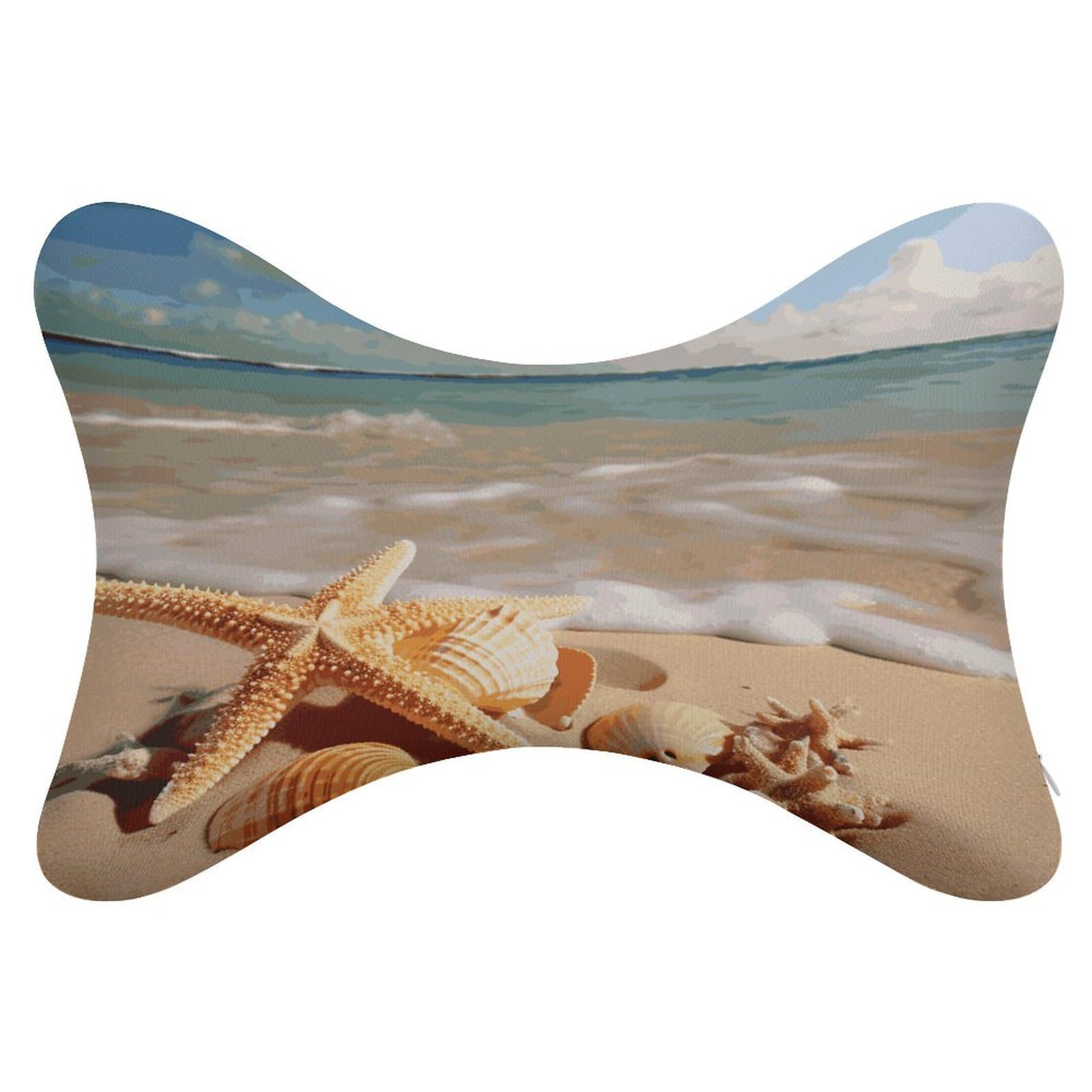 FekiLoot Seashells Starfish on Beach Car Headrest Set of 2,Softness Memory Foam Car Neck Pillow with Breathable Removable Cover Car Neck Support Pillow Ergonomic for Driving, Office