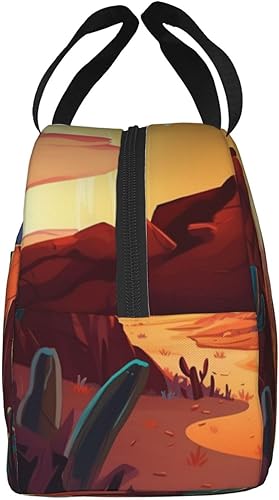 Miniatura 4 de KHiry Lonchera reutilizable con estampado del desierto portátil, a prueba de fugas, aislada, para mujeres y hombres