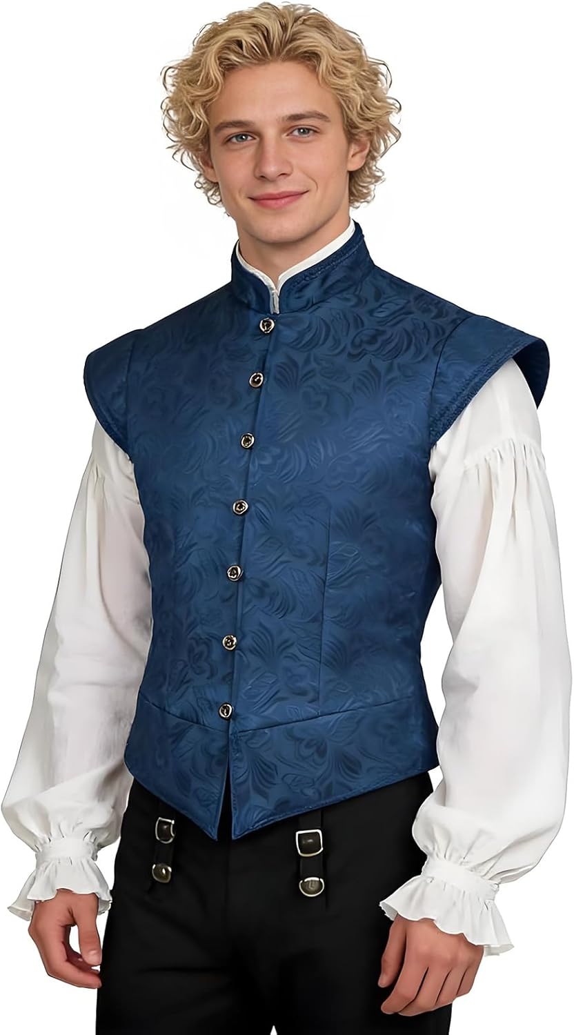Authentic Tudor Nobleman Vest for Renaissance Faire Brocade Mens Doublet Historical Henry Costume Adjustable Fit