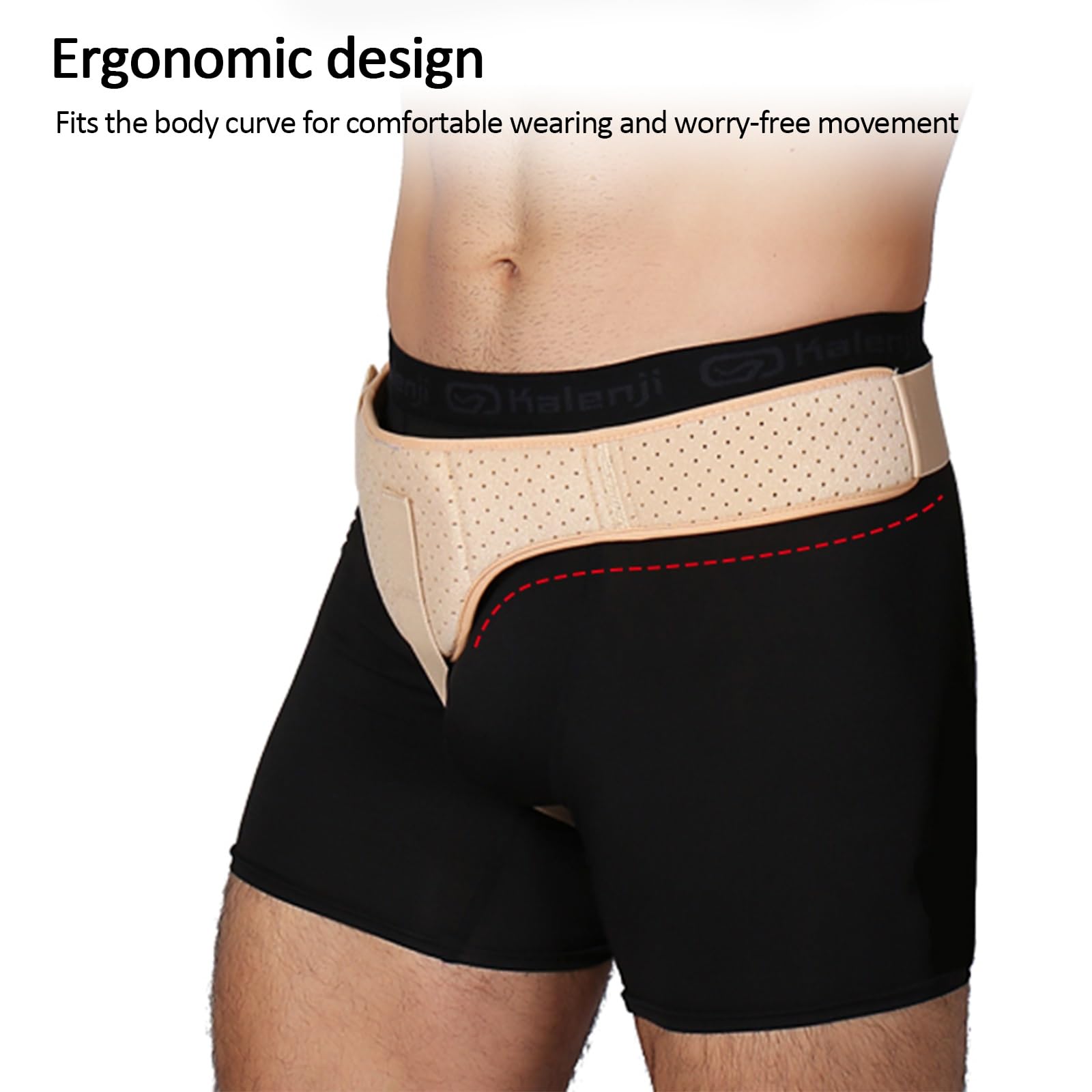 Leistenbruchgürtel, Links oder Rechts, Verstellbare Leistenhernien Unterstützung, für Bauchhernien, mit Herausnehmbaren Kompressionspolstern(Beige,Medium)