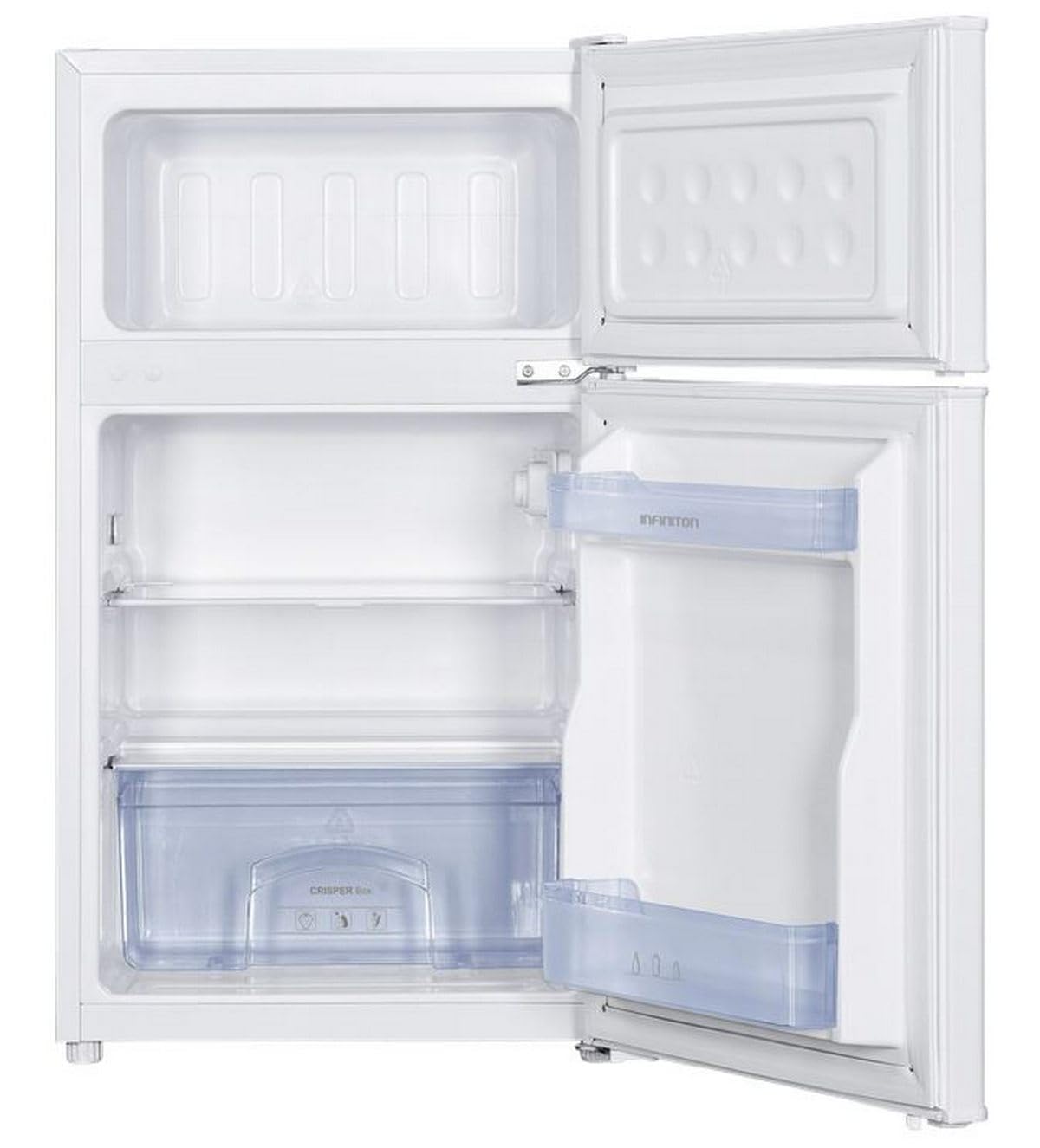 INFINITON Frigorifico Dos Puertas FG-85D8, 85 cm, 85 l, E, Blanco, Tirador Integrado, Luz LED (Blanco | FG-85D8WEH)