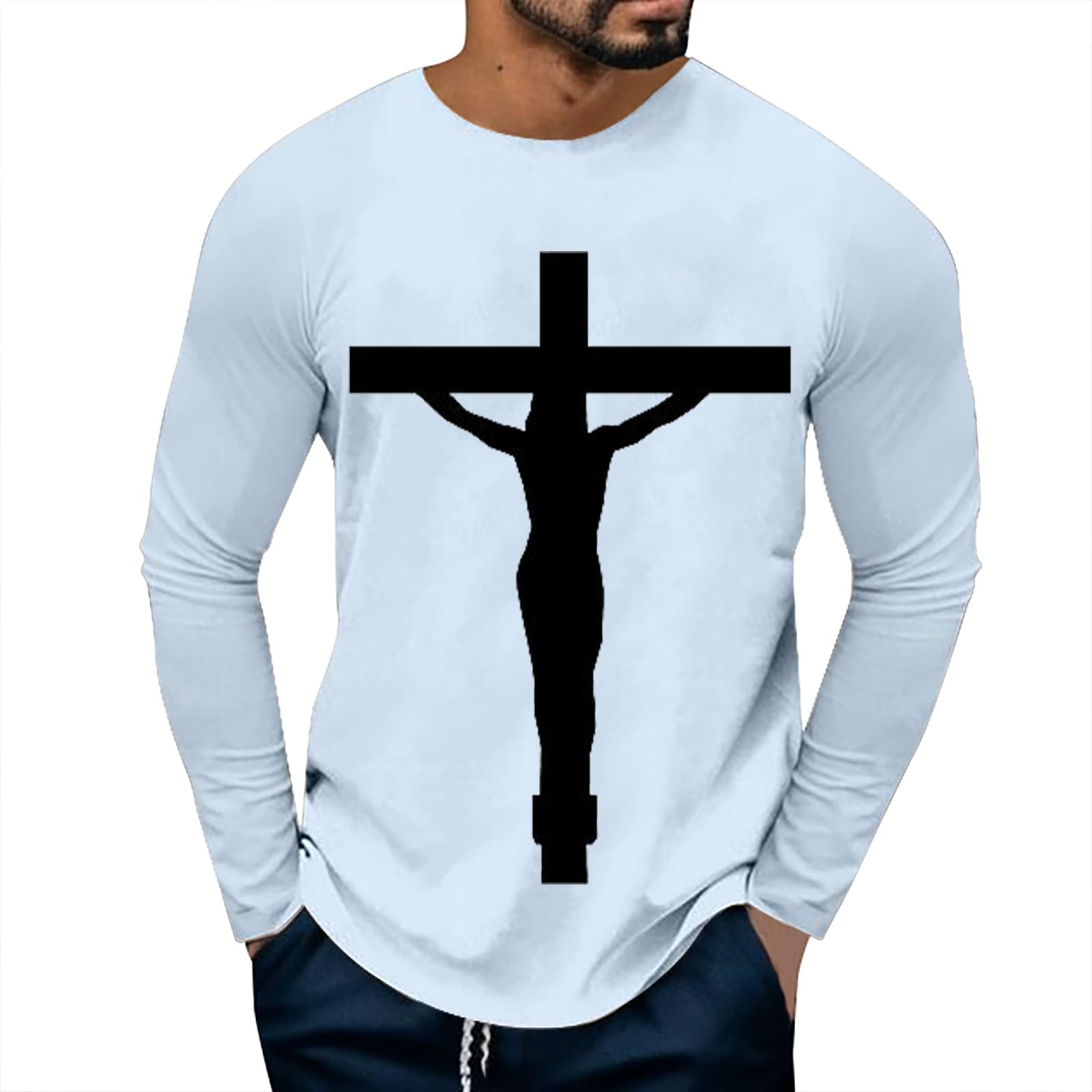 Shirts for Men O Neck Long Sleeve Breathable Thermal Regular Fit Workout Tees Fashion True Comfort Tops