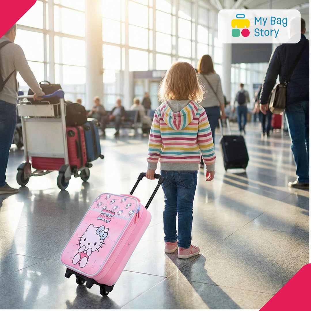 mybagstory - Valigia Hello Kitty – Valigia Trolley Bambino 42 cm – Bagaglio Cabina leggero con ruote – Rosa