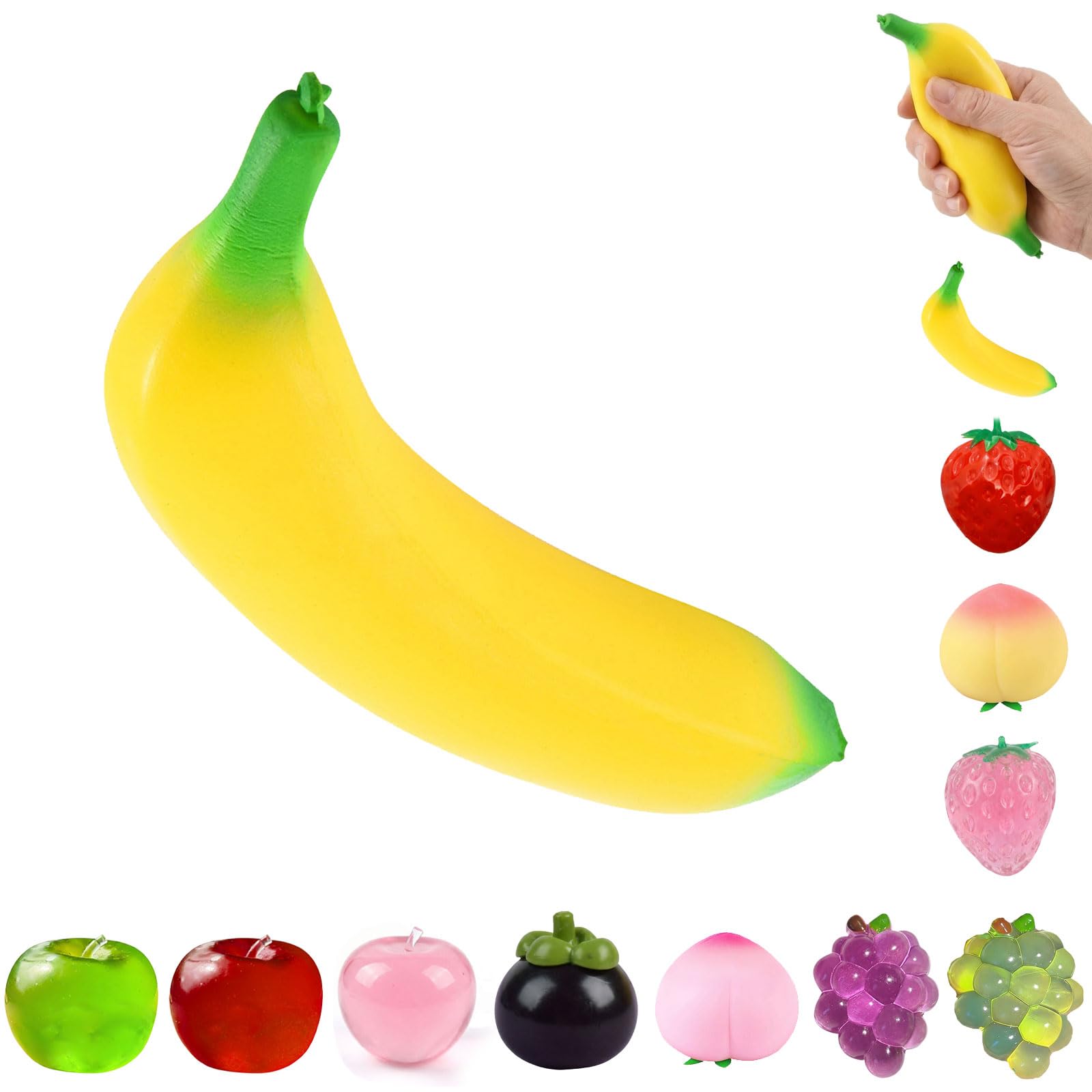 Fruits Squeeze Toys, Cute Apples Squeeze Toys, Squishy Stress Ball Fidget Toy for Kids and Adults Anxiety Relief, Soft Squeeze Sensory Ball Sensory Toys,Funny Desk Decor,Party Favors Gifts (I-9cm) â image 1