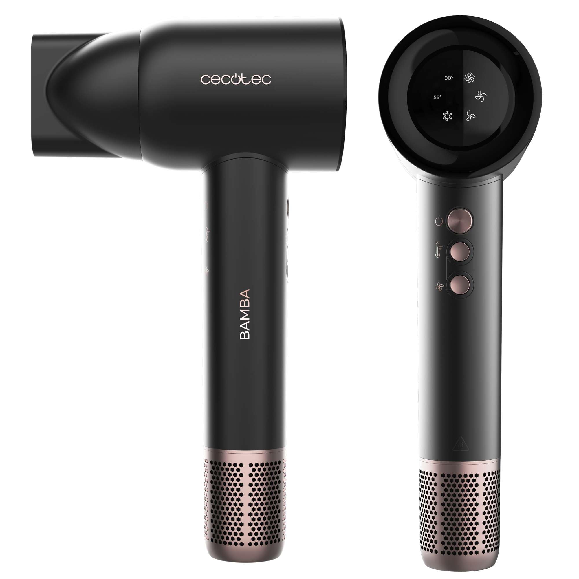 Cecotec Secador de Pelo Bamba IoniCare Rockstar Nano IonTech. 1600 W, Nano Iones, 110000 rpm, Pantalla, Control inteligente del Calor, 3 Temperaturas, 3 Velocidades y Función Memoria
