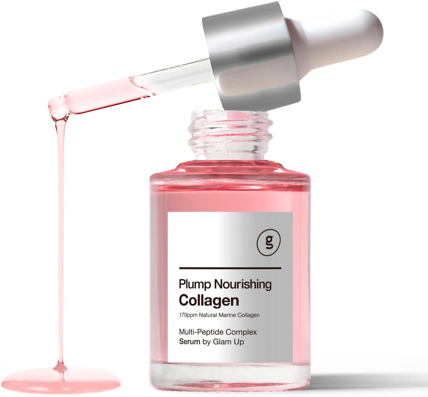GLAM UP Plump Nourishing Dive in Real Marine Collagen Serum - Anti Aging with Hyaluronic Acid, Lifting,Tightening Skincare, Repair Skin with Peptide Complex Facial Serum 30ml (1.01 Fl Oz) (Unscented)