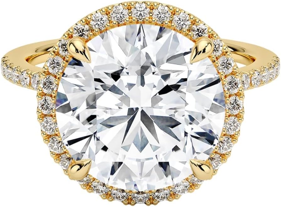 1-5 Ct Round Moissanite Engagement Ring 10k 14k 18k Gold & 925 Sterling Silver Halo Solitaire Moissanite Ring Christmas Gifts For Her