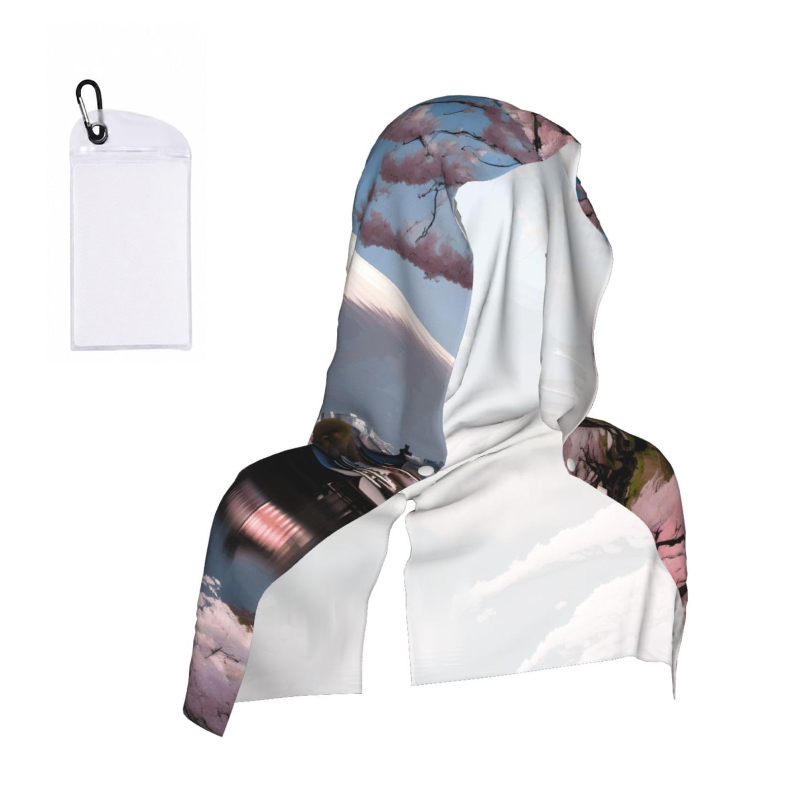 Mt. Fuji in early spring Cooling Towel Hooded-Instant Chill Neck Cover for Sports, UV Cooling Rag for Running Gym