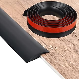 DODUOS Floor Transition Strip, 2M Carpet Trim Strip Self Adhesive Laminate Floor Door Strip Transition Threshold Door Floor Strips Trim PVC Rubber Flooring Edge Strip, 3.5mm Threshold, Black