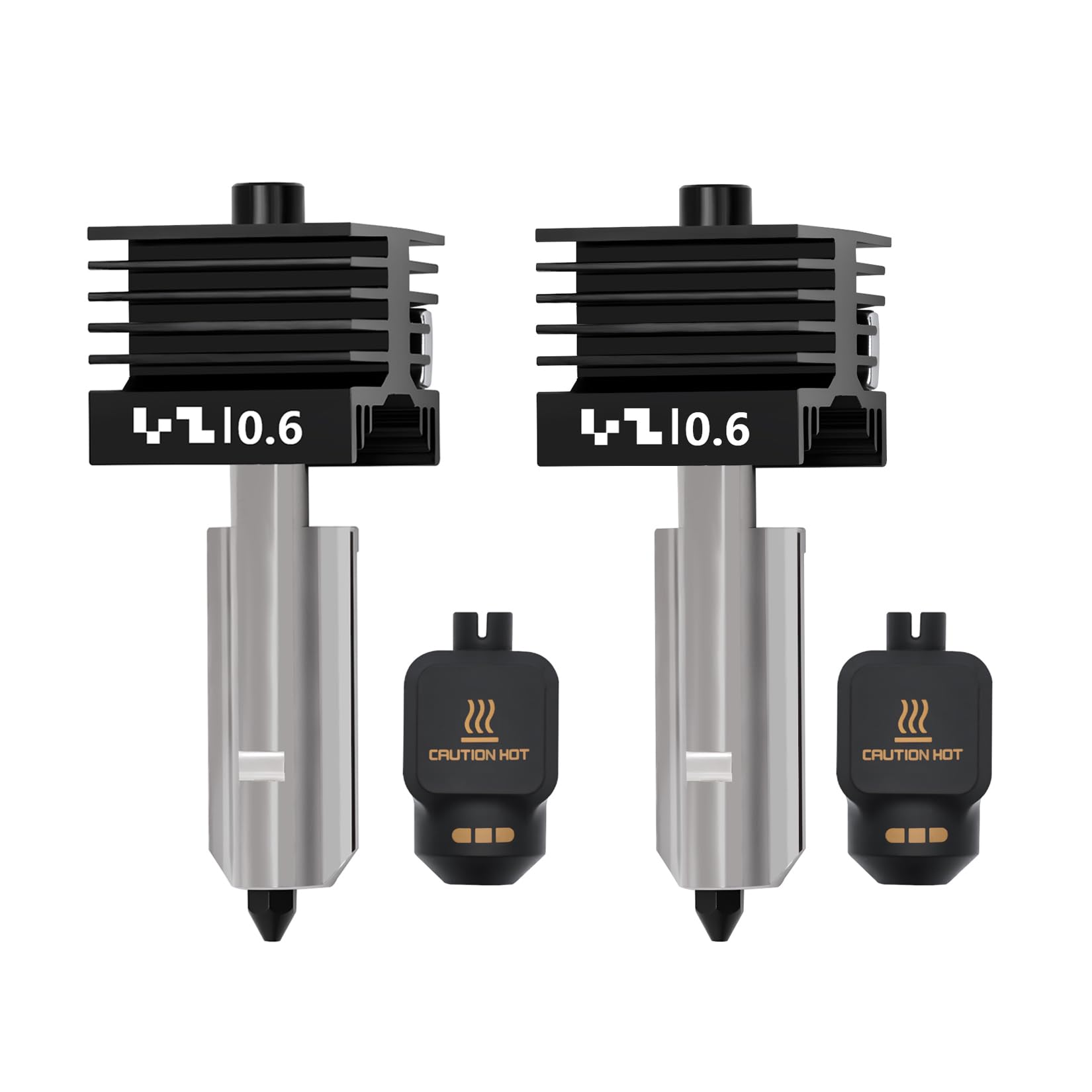 2 sztuki 0,6 mm P2S Hotend, zestaw wymienny do dysz z hartowanej stali, głowica drukująca, Hot End z 2 dyszami 0,2 mm i silikonowymi skarpetkami do drukarki 3D Bambu Lab P2S/H2D/H2C/H2S