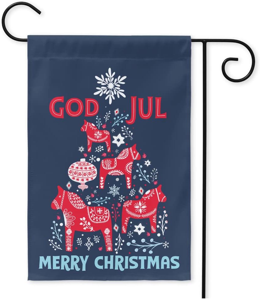 Dala Horse Christmas 12"x17" Garden Yard Flag for Outdoor