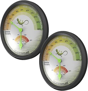 2 Pack Reptile Hygrometer Thermometer for Enclosure and Vivarium