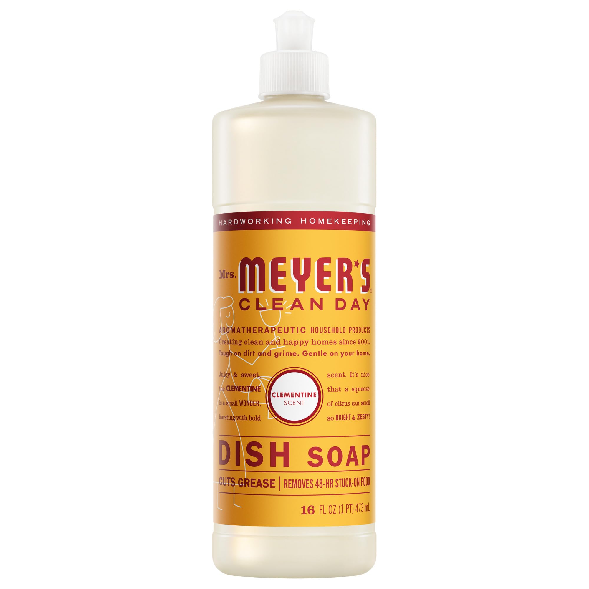 MRS. MEYER'S CLEAN DAY Liquid Dish Soap, Clementine Scent 16 Fl Oz