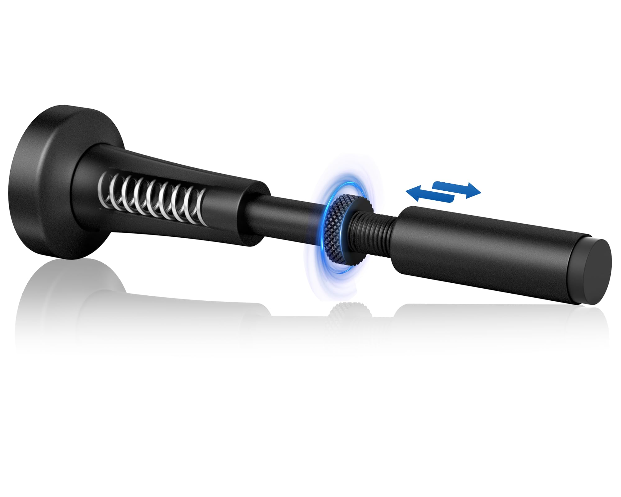 Photo 1 of 1P Adjustable Spring Door Stop, 4.17-5.35in Aluminum Long Door Stoppers with Silicone Tip, Matte Black Door Stop for Bottom of Door, Screw & Adhesive Installation, Black