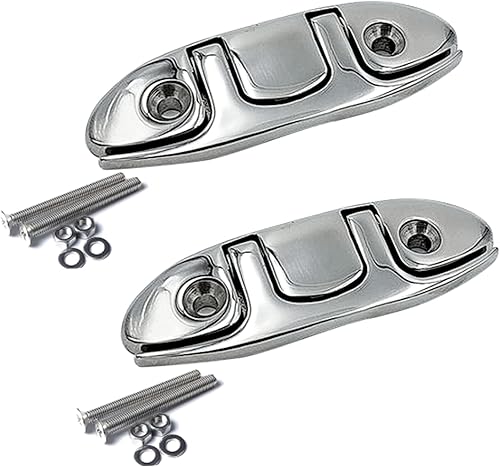 OSTARE Tacos plegables de acero inoxidable, 4.5 pulgadas, tacos de muelle abatibles de montaje empotrado, 2 piezas