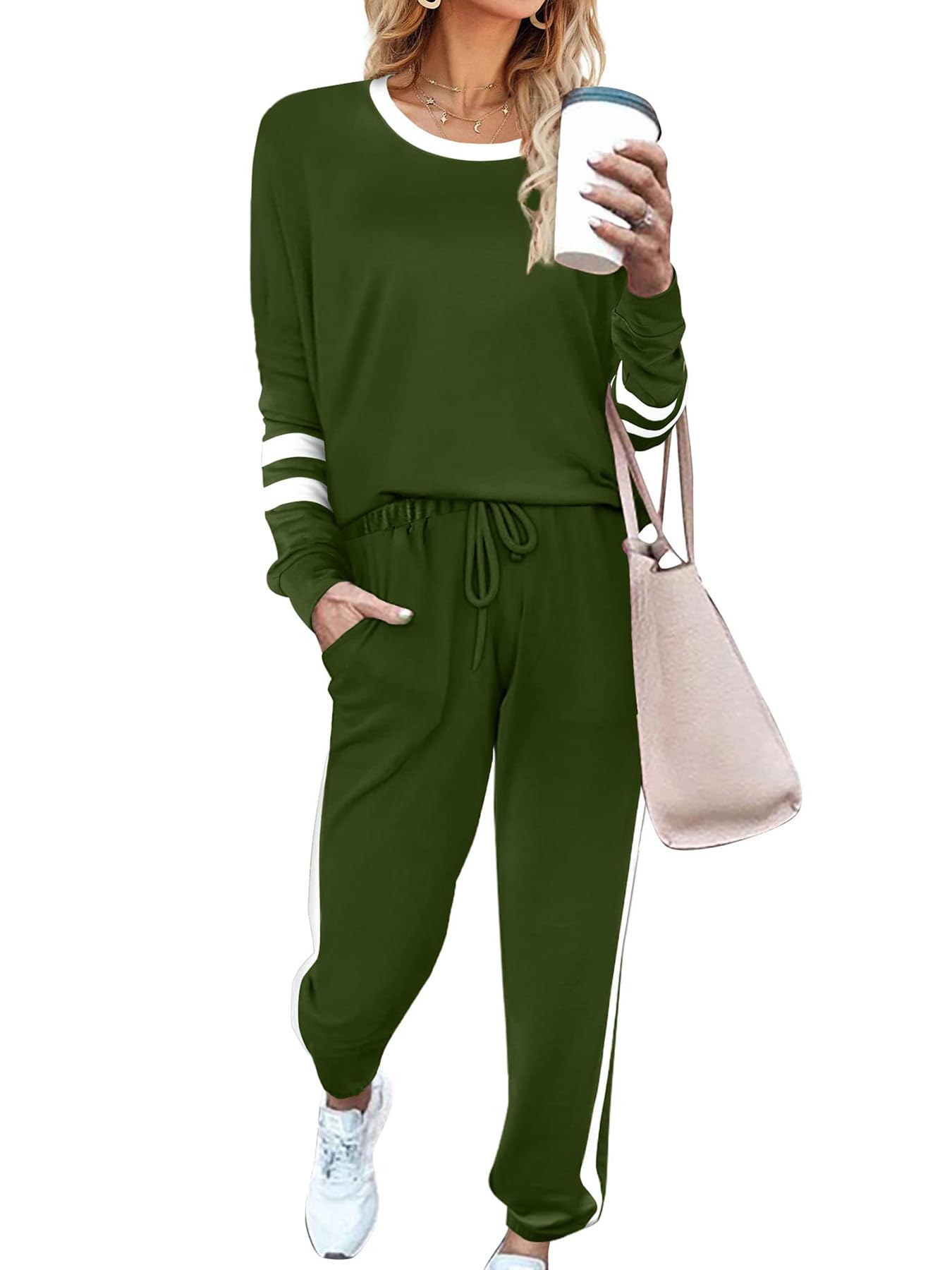 Lounge Sets for Women 2 Piece Sets Fall Casual Travel Outfits Sweatshirts Pajamas Set Matching Clothing